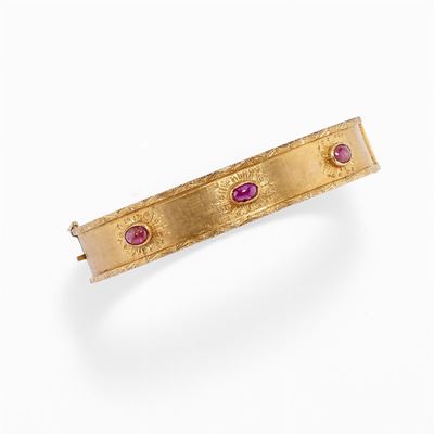 Bracciale in Oro 18k e Rubini, 1970 Circa