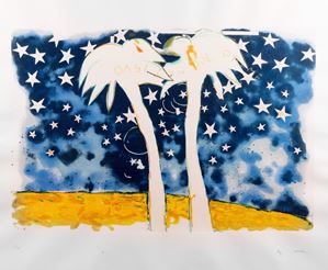 Oasis with two palm trees