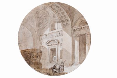 Capriccio Architettonico con Monumenti Classici ed Astanti in Primo Piano