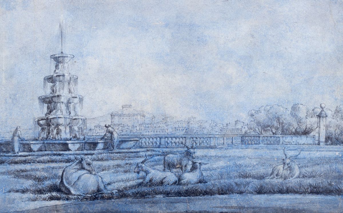 Scuola Italiana, Secolo XIX - Capriccio Architettonico con Monumenti Classici ed Astanti in Primo...