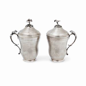  - Two silver cups with lid, defects