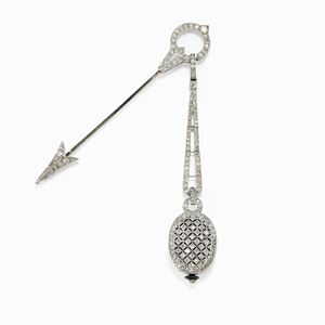 A platinum and gold brooch-watch, circa 1920