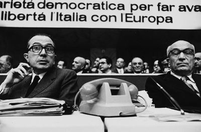 Giulio Andreotti e Amintore Fanfani, Stampa vintage alla gelatina ai sali d'argento