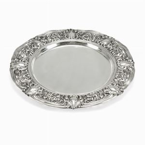 Grande piatto in argento, genova (?), metà xix secolo