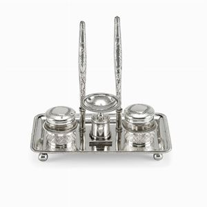  - A silver inkwell, Genova, early 19th century