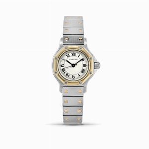 A steel and gold Cartier "Santos Rondé" lady's wristwatch