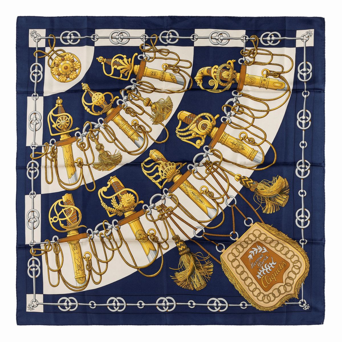Sold at Auction: Hermes 'Vif Argent' silk scarf, designed in 2007