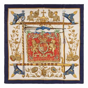 Dieu et mon droit silk twill scarf