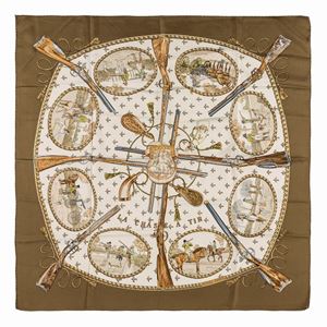 La Chasse à tir silk twill scarf
