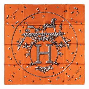 Hermès - Vif Argent silk twill scarf
