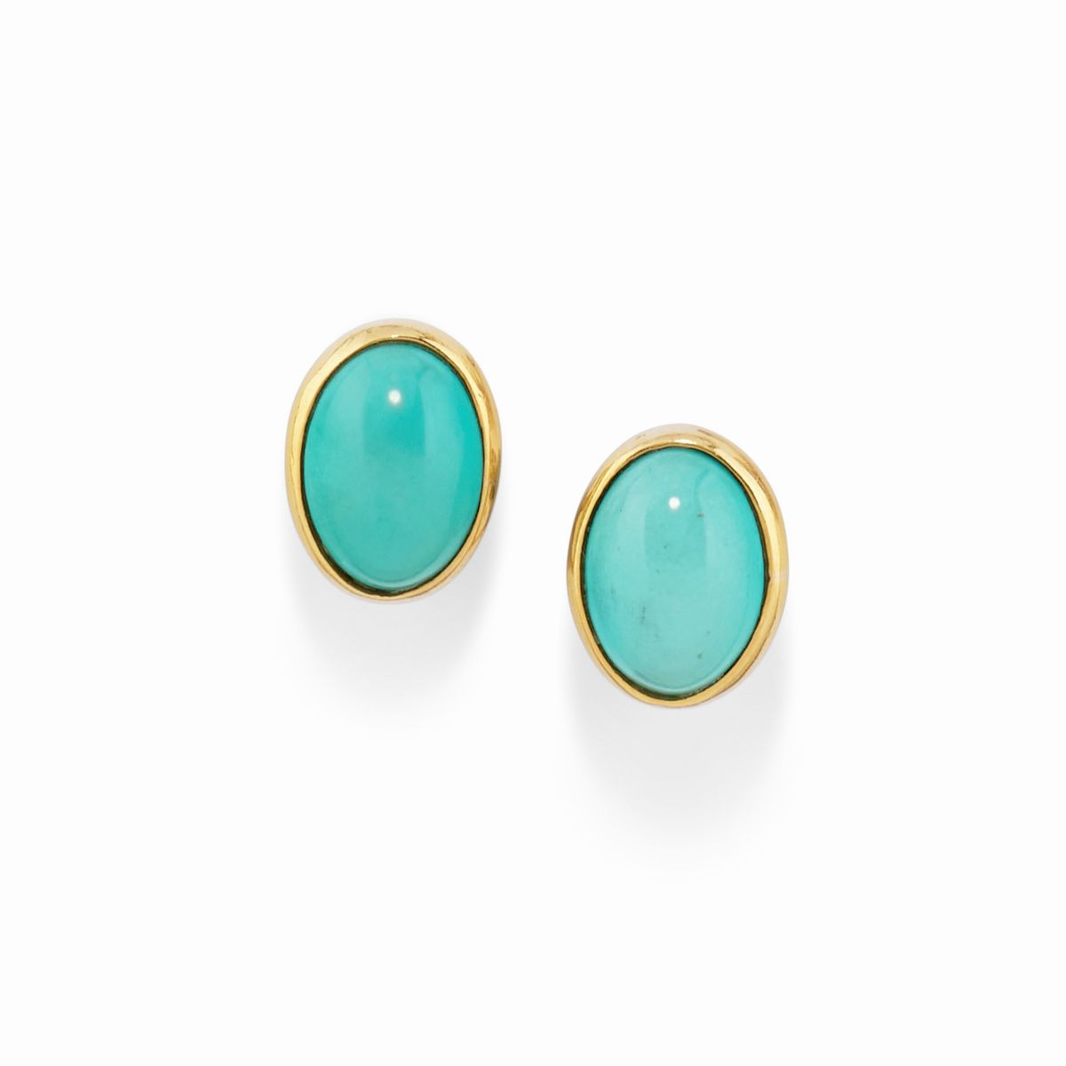 Orecchini e spilla in oro giallo 18k con inserti in turchesi