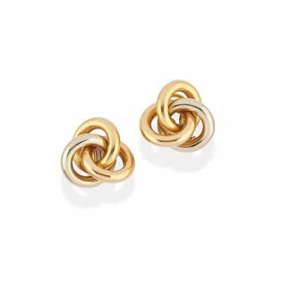 Orecchini in tre ori, 18k, chiusura a clip