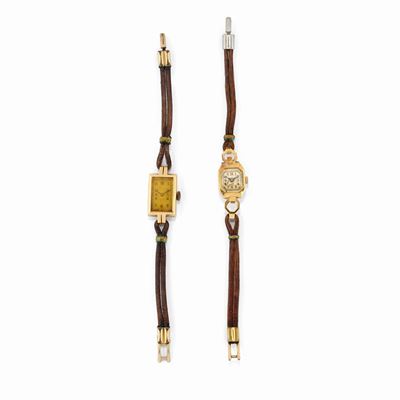 Due orologi da donna, oro giallo 18k, circa 1930