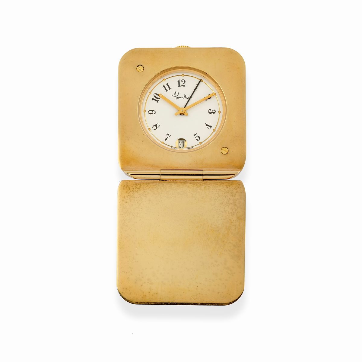 Pomellato - Orologio da viaggio in metallo dorato con quadrante bianco e movimento al quarzo