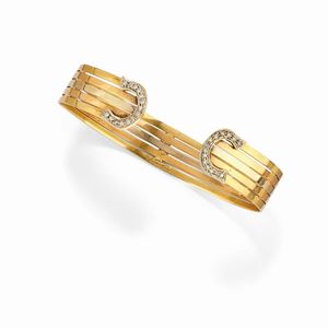 A 18k three-color and diamond bracelet, signed Vesentin
