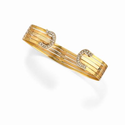 Bracciale, oro giallo, oro bianco, oro rosa e diamanti, firmato Vesentin