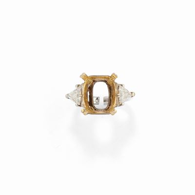 Montatura in oro bicolore 18k con diamanti taglio triangolo