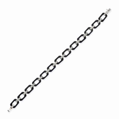 Bracciale in oro bianco 14k con onice e diamanti taglio huit-huit