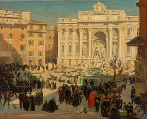 Cundall Charles Ernest - Rome, the Trevi Fountain