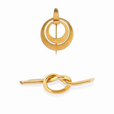 Due spille, oro giallo 18K