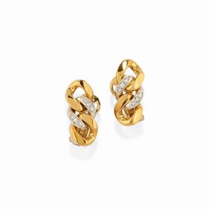 A 18k yellow gold and diamond earclips, Pomellato