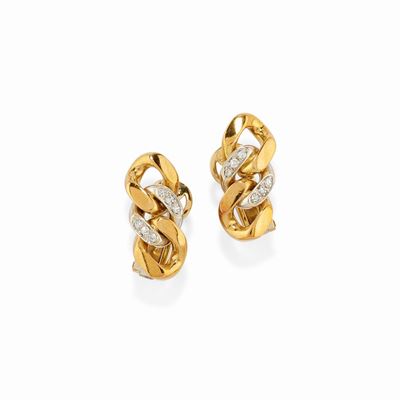Orecchini in oro giallo 18k con diamanti taglio huit-huit