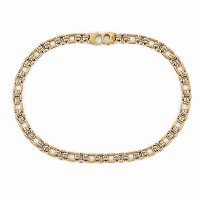 Collana in oro bicolore 18k, maglie rettangolari