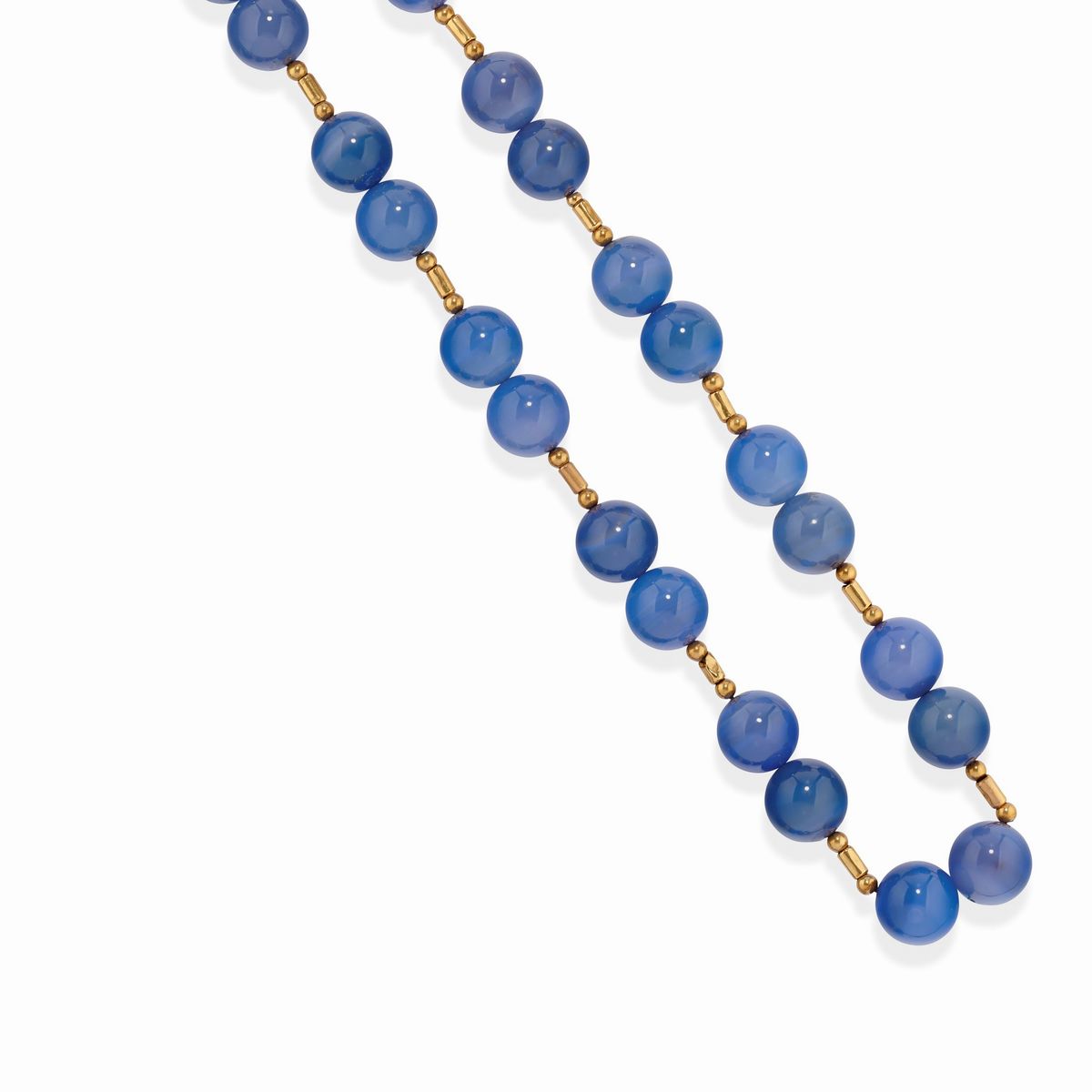 Collane in oro giallo 18K con pietre blu, tre pezzi