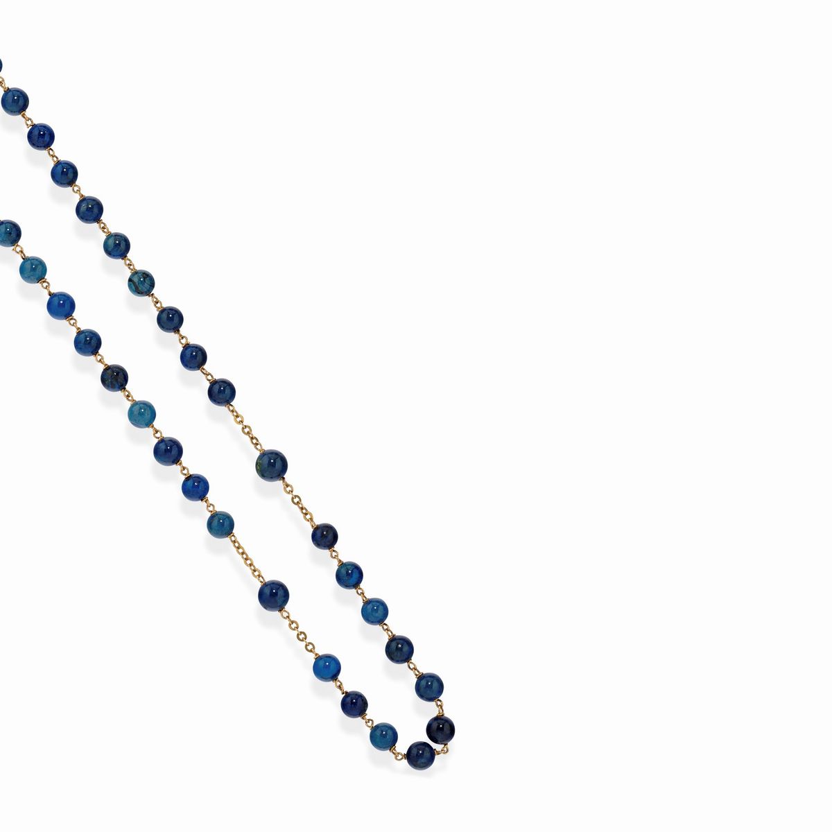 Collane in oro giallo 18K con pietre blu, tre pezzi
