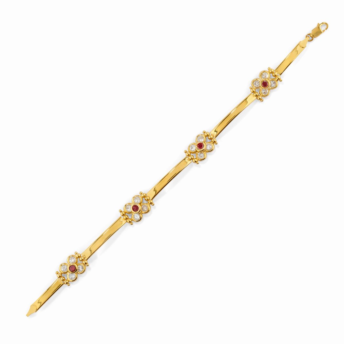 Bracciale e collana, oro giallo 18k con pietre sintetiche