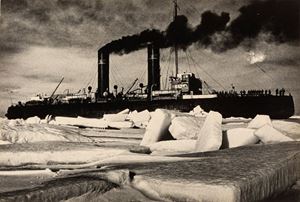 Ship Yermak in Ice. North Pole
