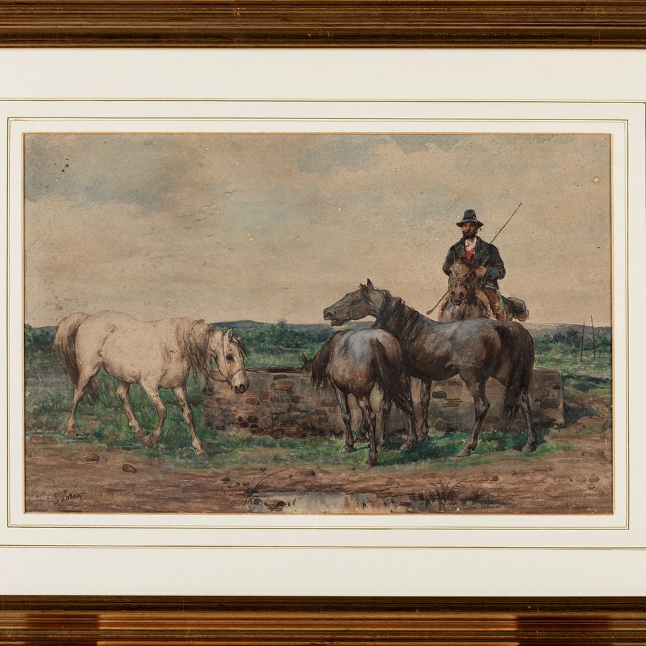 Giuseppe Gabani - Cavalli nella Campagna Romana