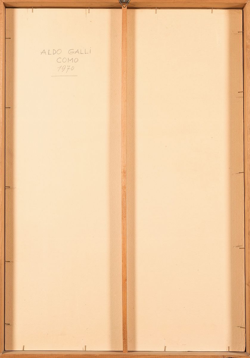 Aldo Galli - Senza titolo, olio su tela applicata su compensato, 1970