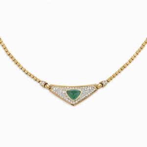  - Collana in oro giallo 18k, smeraldo e diamanti