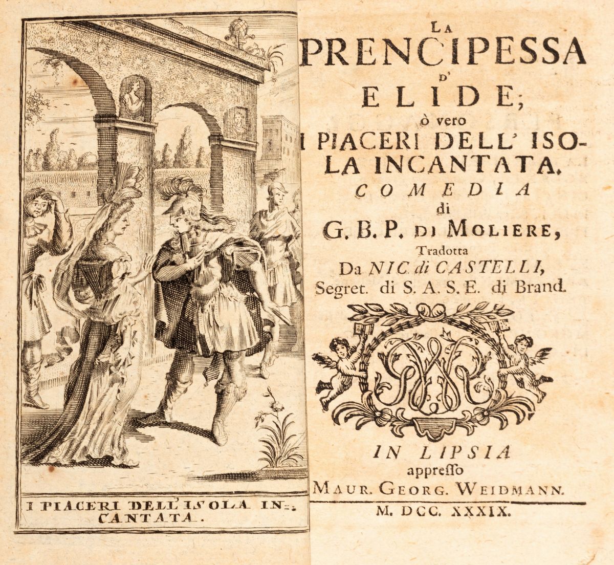 Francois De Molière - Le Opere [...] Divise in Quattro Volumi, ed Arricchite di Bellissime Figure