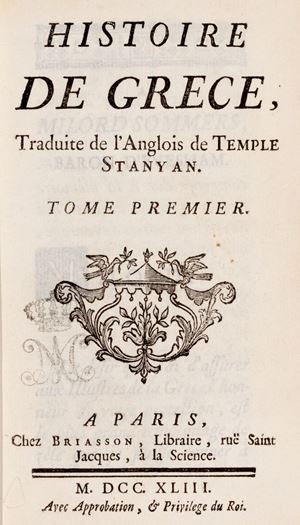 Denis Diderot, Temple Stanyan - Histoire de Grece