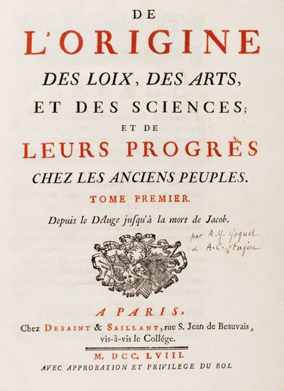 De L'origine Des Loix, Des Arts, Et Des Sciences; Et De Leurs Progrès Chez Les Anciens Peuples