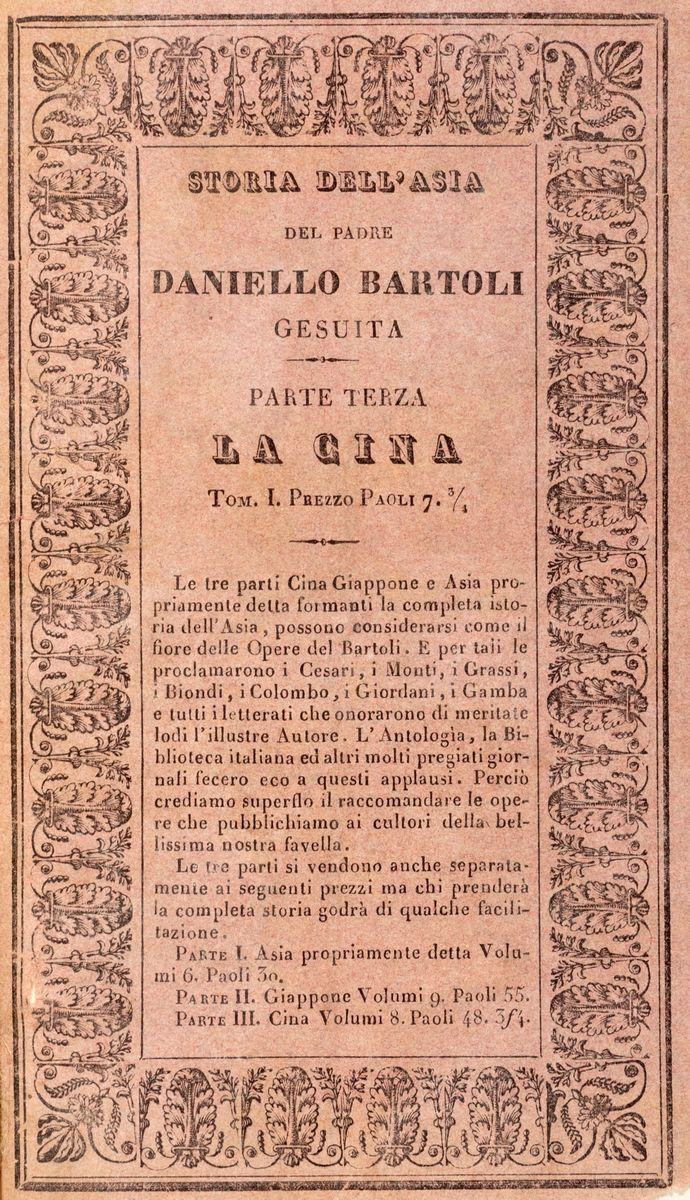 Daniello Bartoli - La Cina