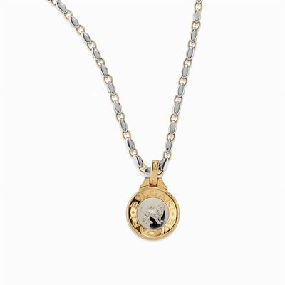Collana con Pendente in Oro 18k e Acciaio