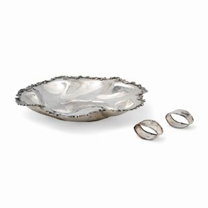 A silver centrepiece and two napkin holders, Italy, 20th Century