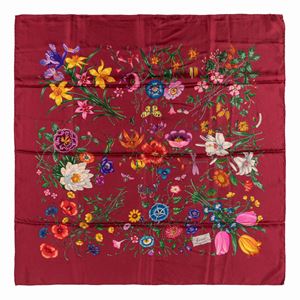 Flora silk twill scarf