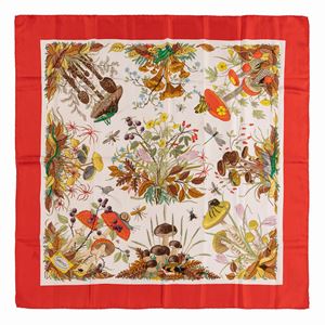 Autumn Flora silk twill scarf