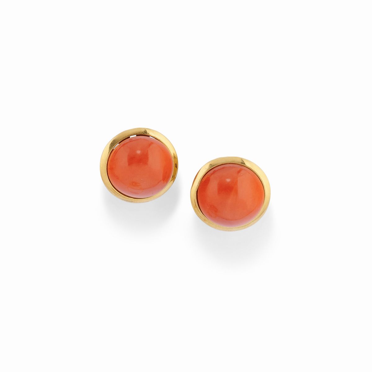 Demi-parure in oro giallo 18K con corallo rosso-arancio
