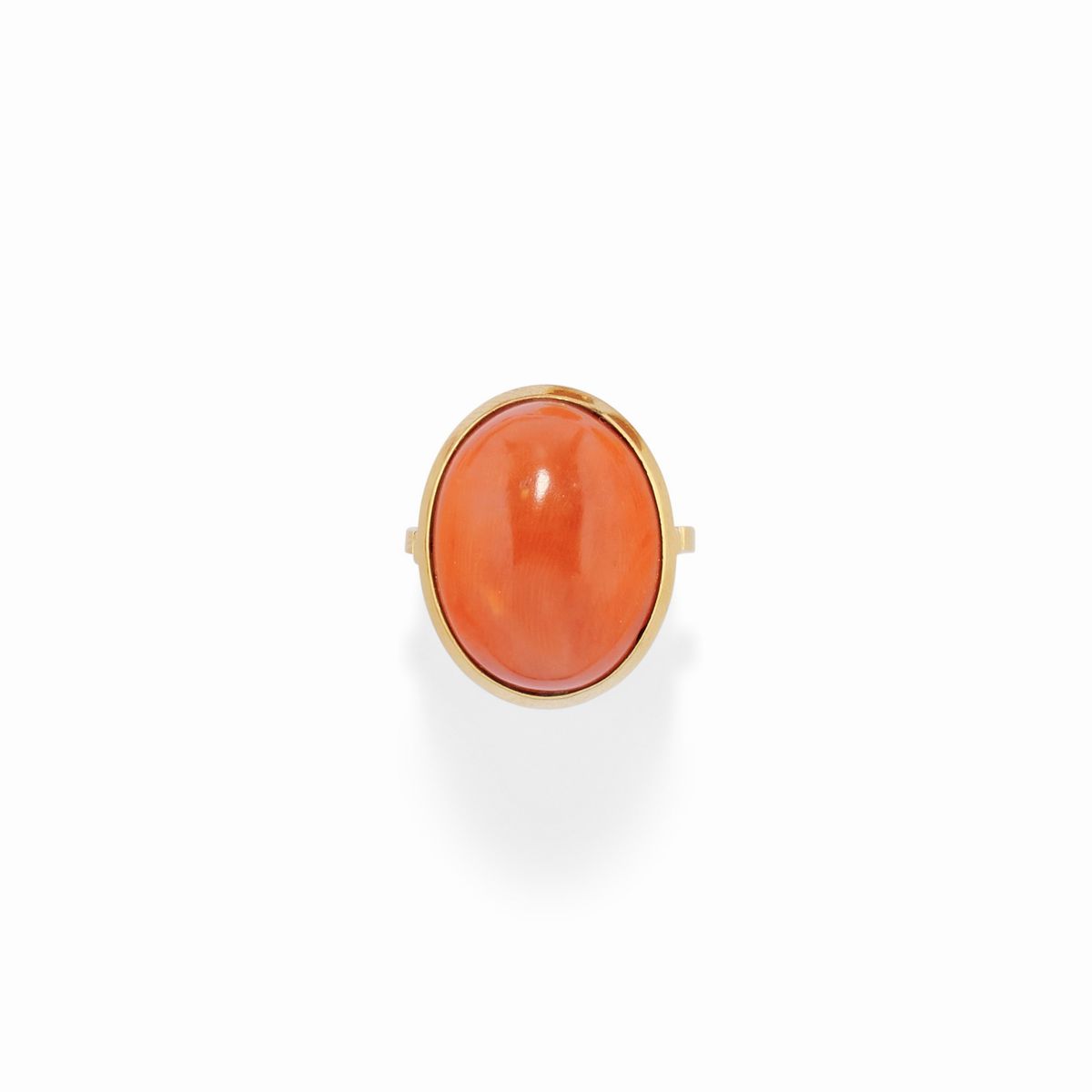Demi-parure in oro giallo 18K con corallo rosso-arancio