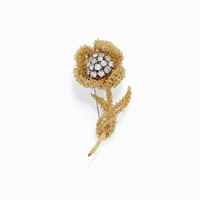 Spilla in Oro Bicolore 18k e Diamanti