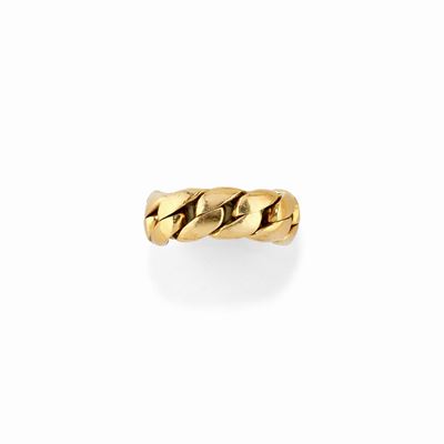 Anello in oro giallo 18k con maglia a grumette
