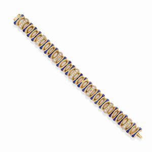  - Bracciale in oro giallo 18k, smalto e diamanti 