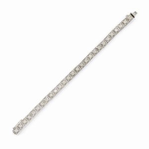 Bracciale in platino, oro bianco 18k e diamanti