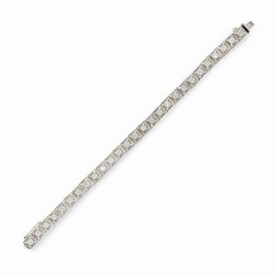 Bracciale in platino e oro bianco 18K con diamanti taglio brillante