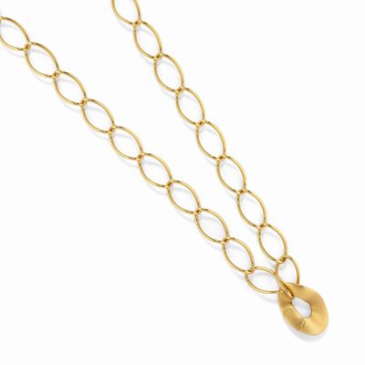 Collana in oro giallo 18k, maglie ovali con centrale satinato